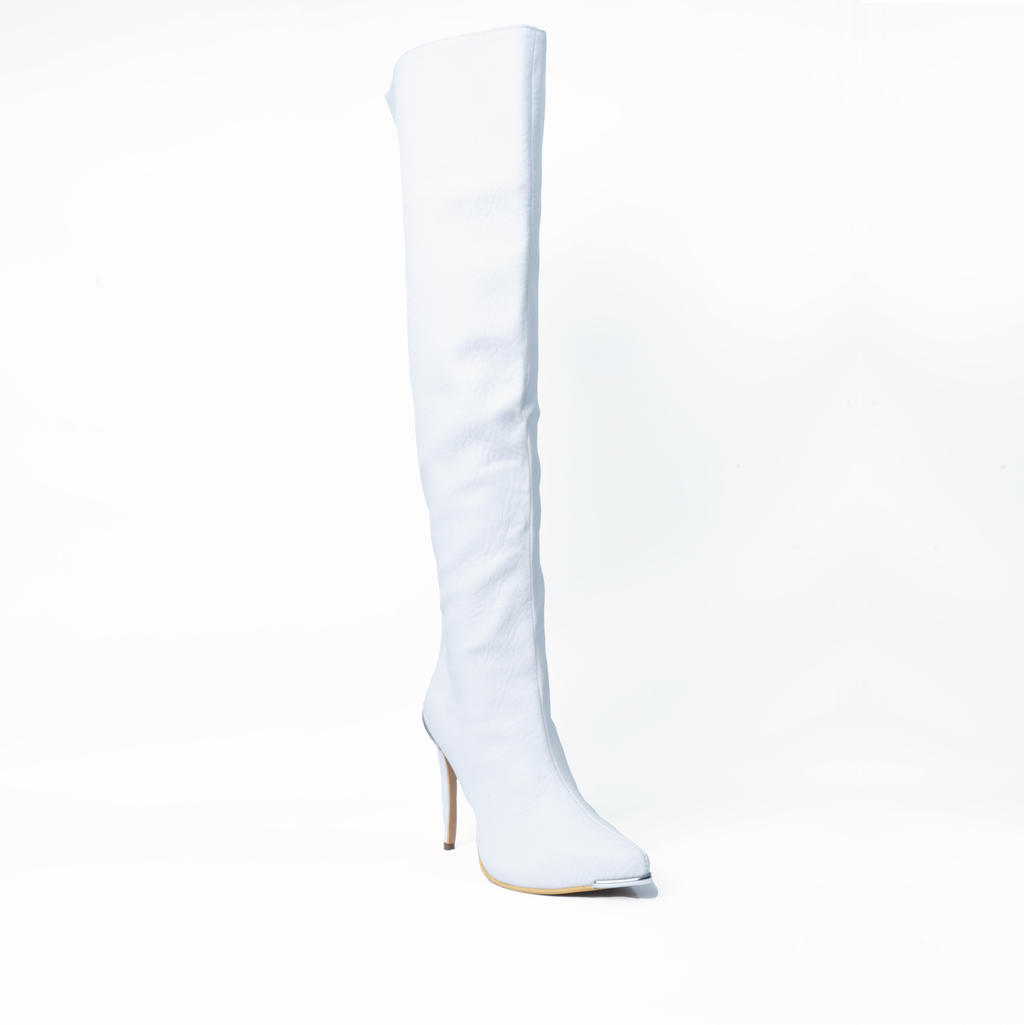 Bota Caña Larga Tacon Puntilla 249B Blanco
