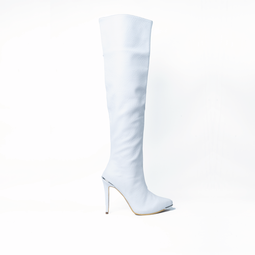 Bota Caña Larga Tacon Puntilla 249B Blanco