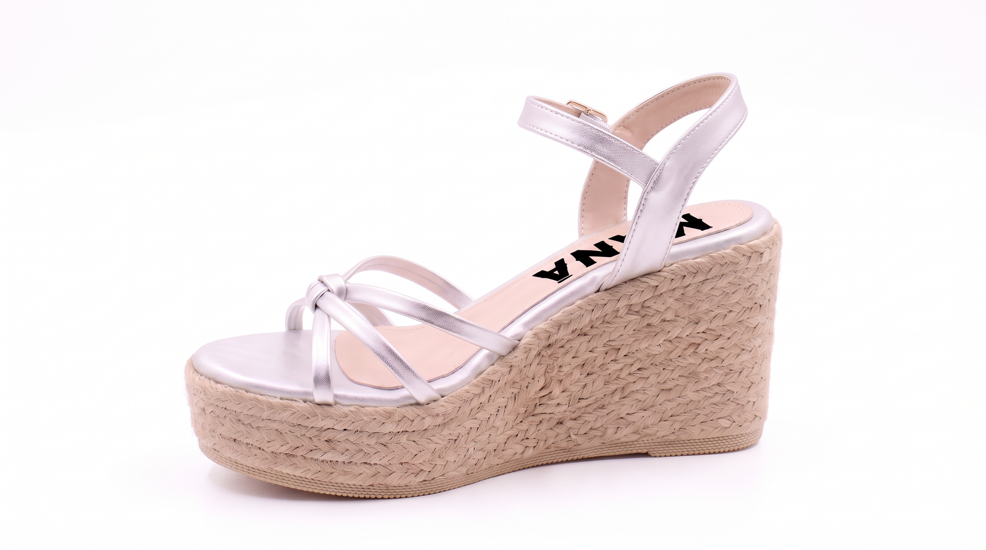 Sandalia Tacón con Plataforma en Yute 531CZ Plata
