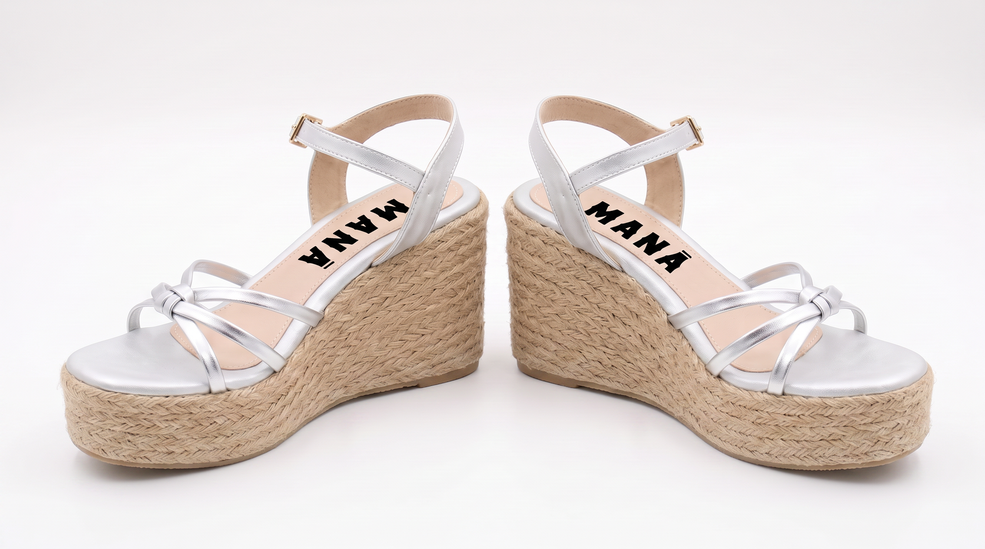 Sandalia Tacón con Plataforma en Yute 531CZ Plata