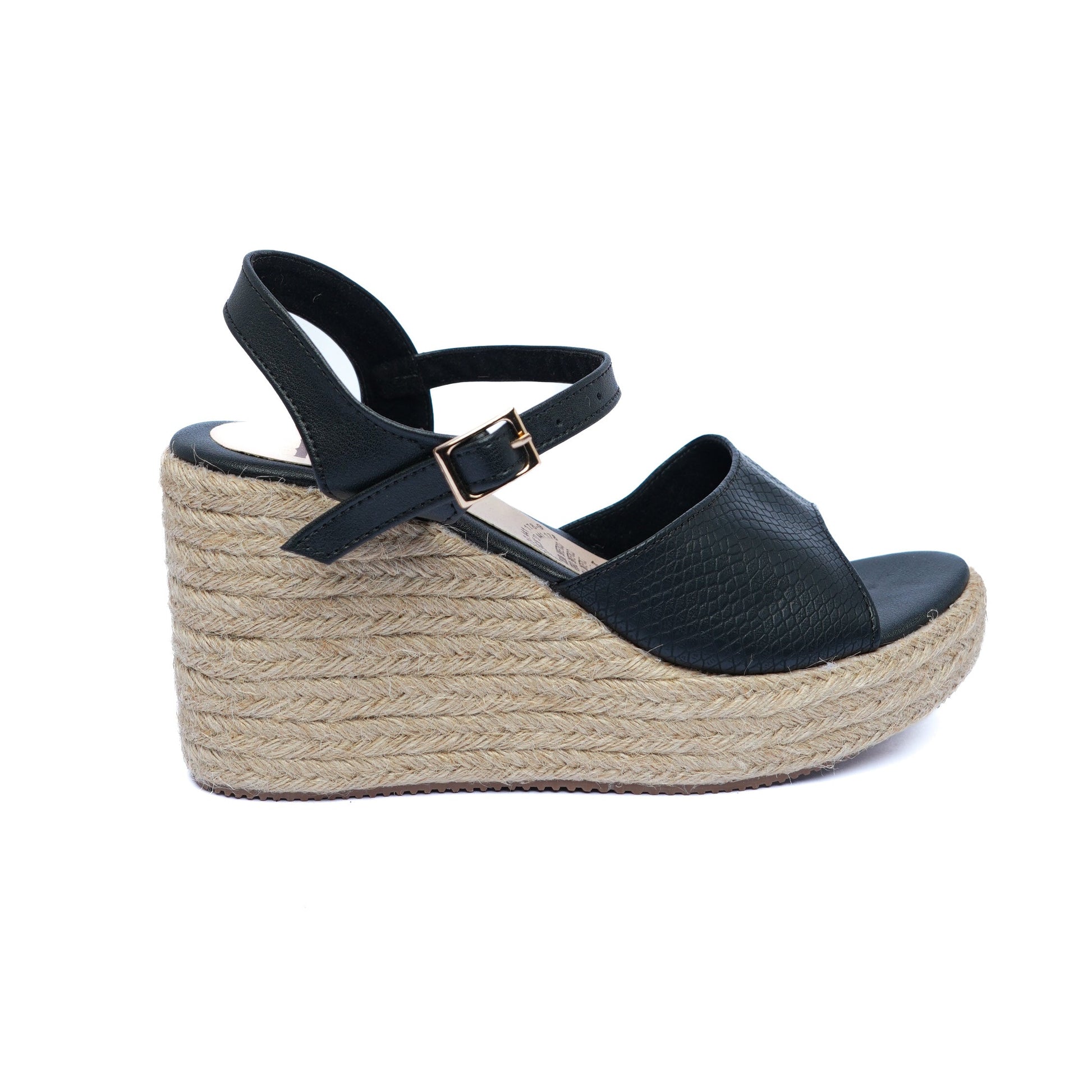 Sandalia Plataforma en Yute A803 Negro