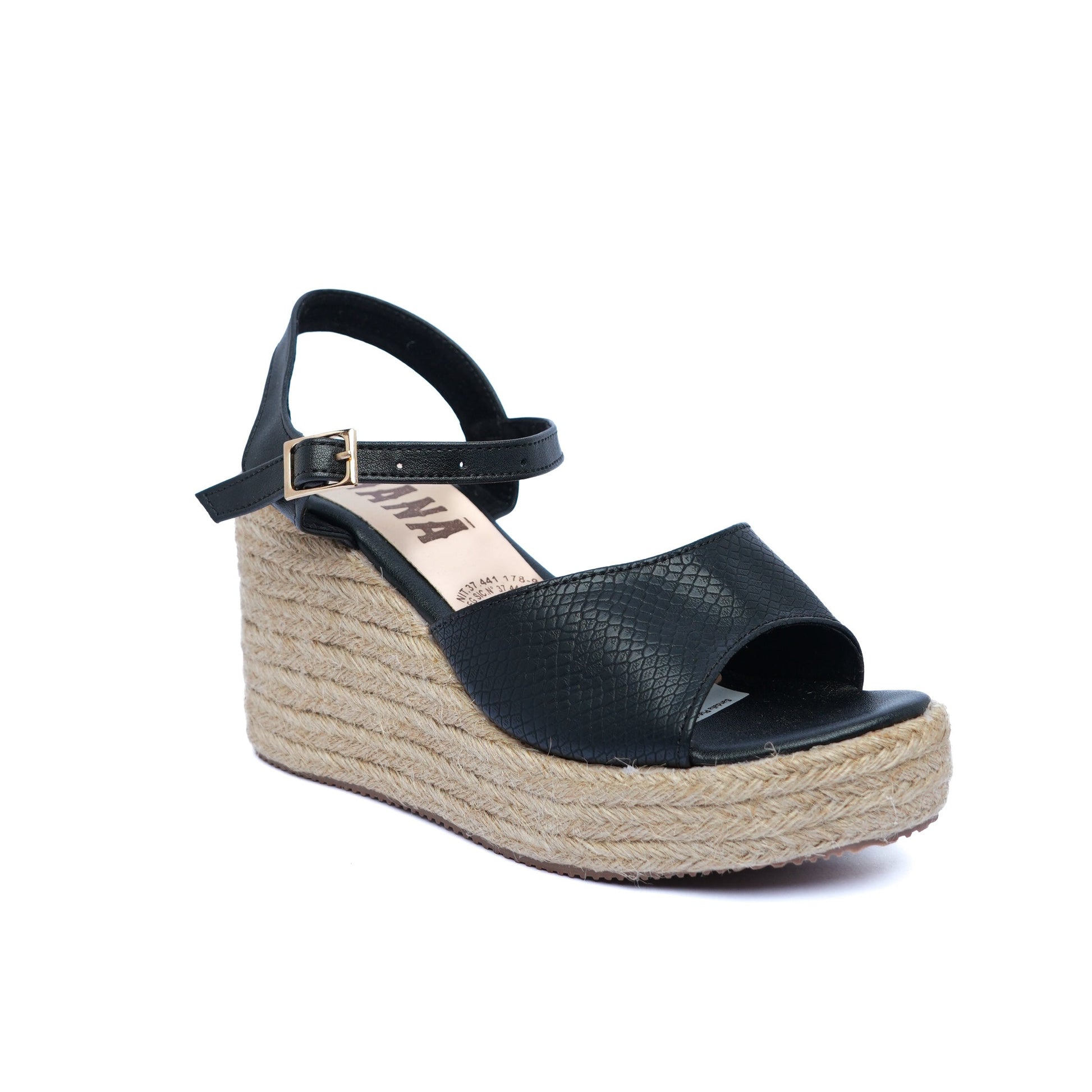 Sandalia Plataforma en Yute A803 Negro