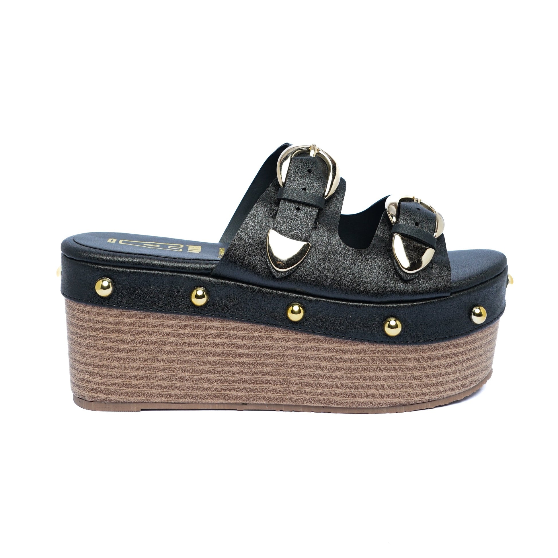 Sandalia Plataforma con taches Negro