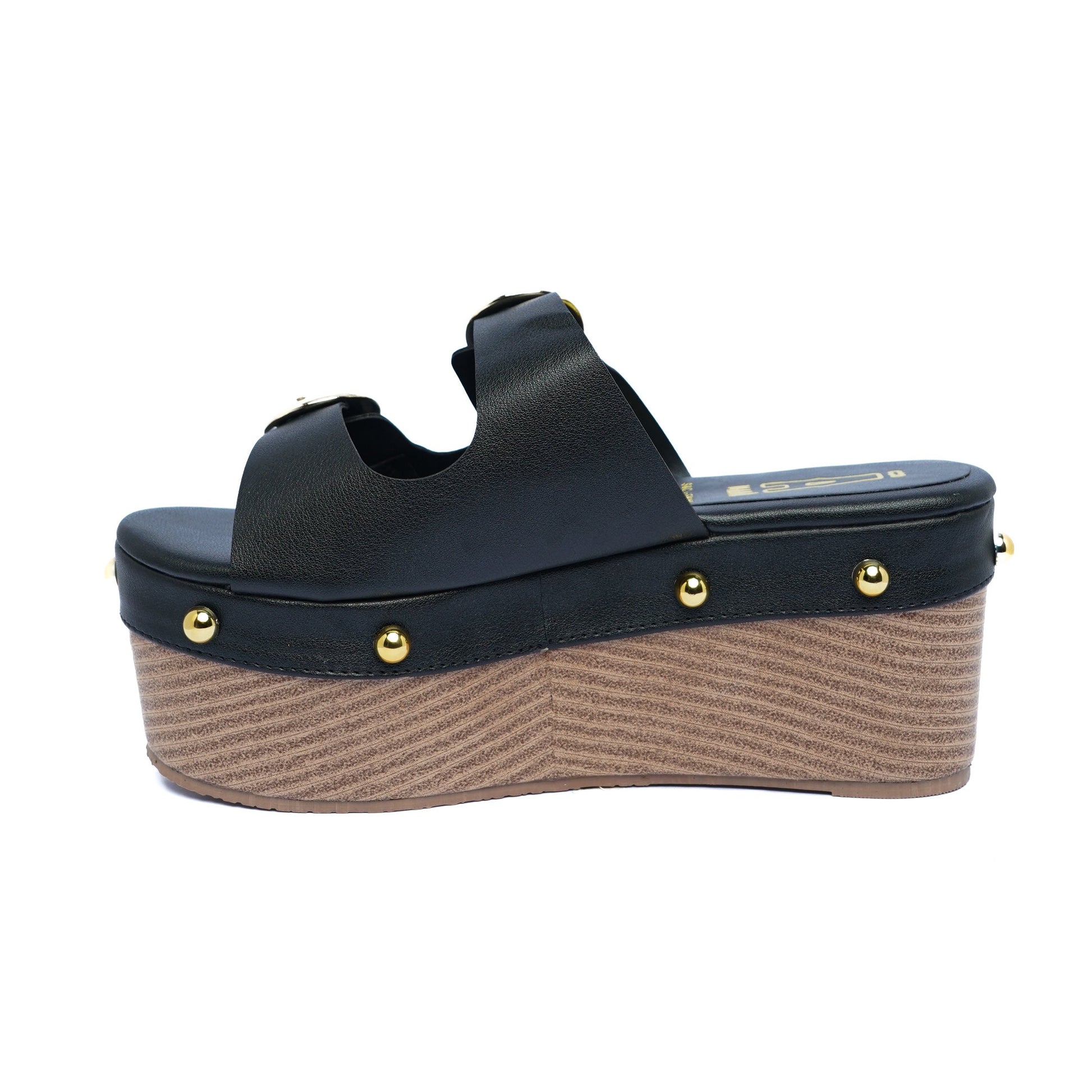 Sandalia Plataforma con taches Negro