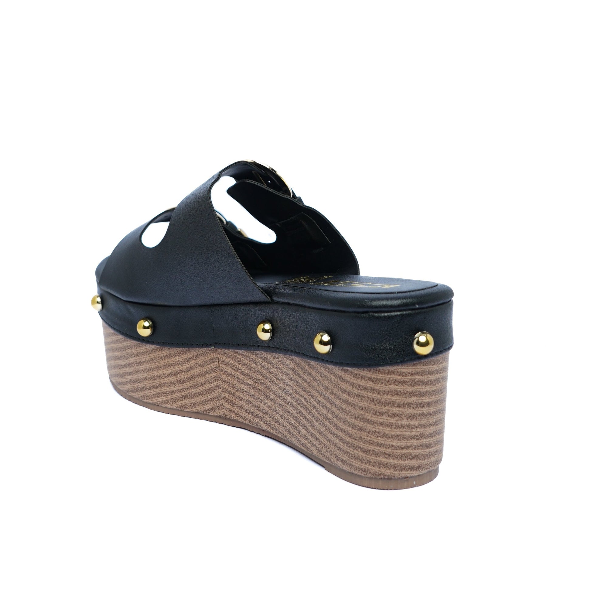 Sandalia Plataforma con taches Negro