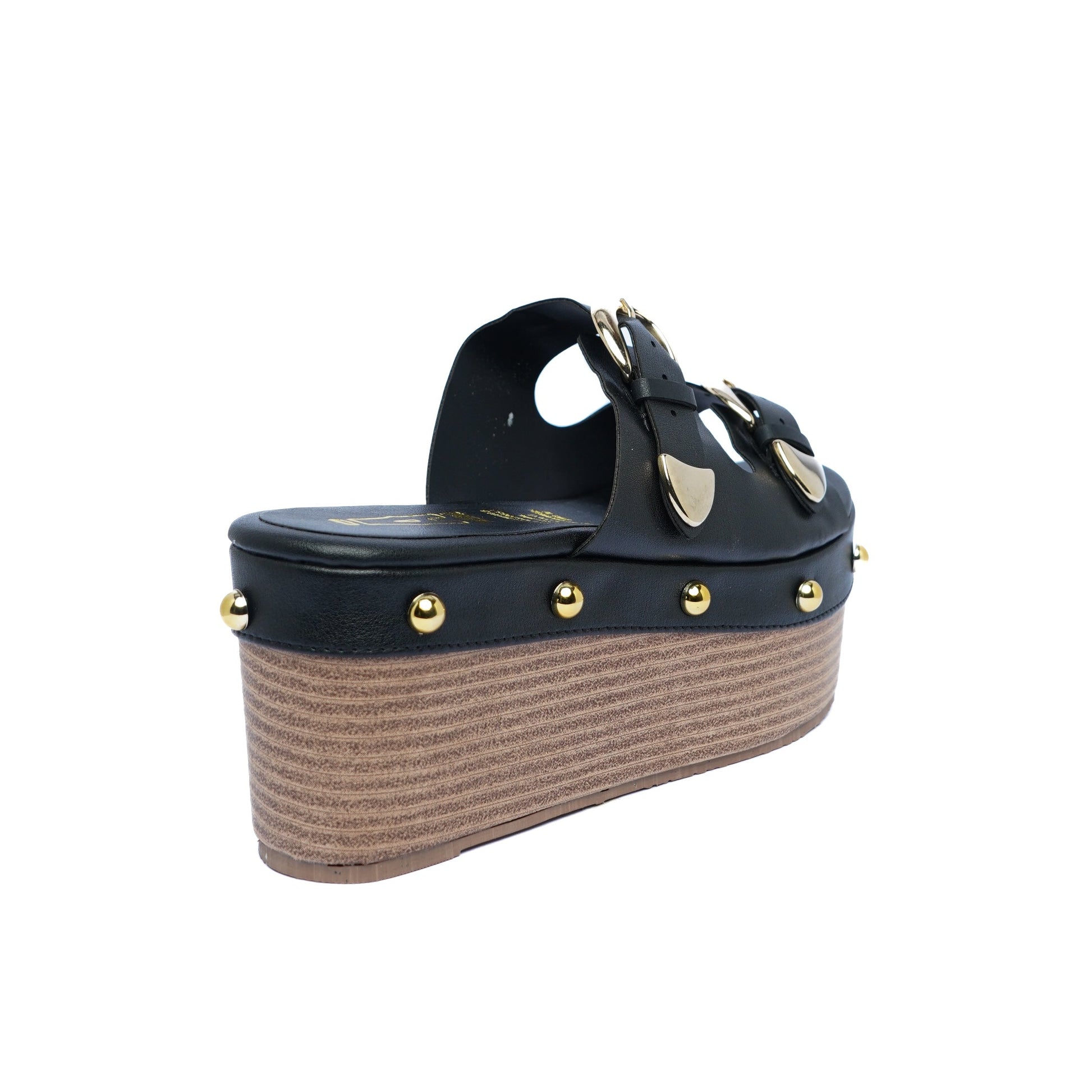 Sandalia Plataforma con taches Negro