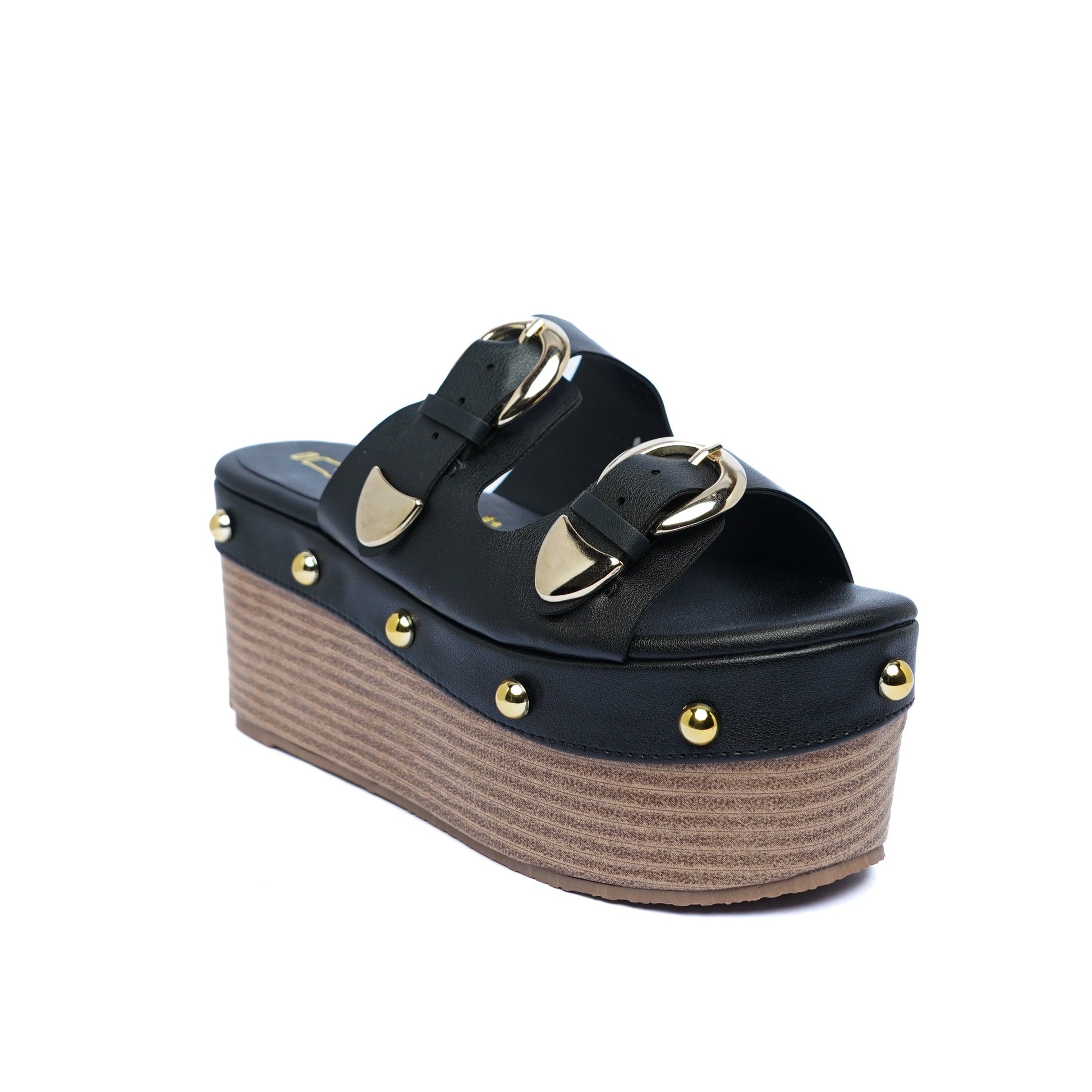 Sandalia Plataforma con taches Negro