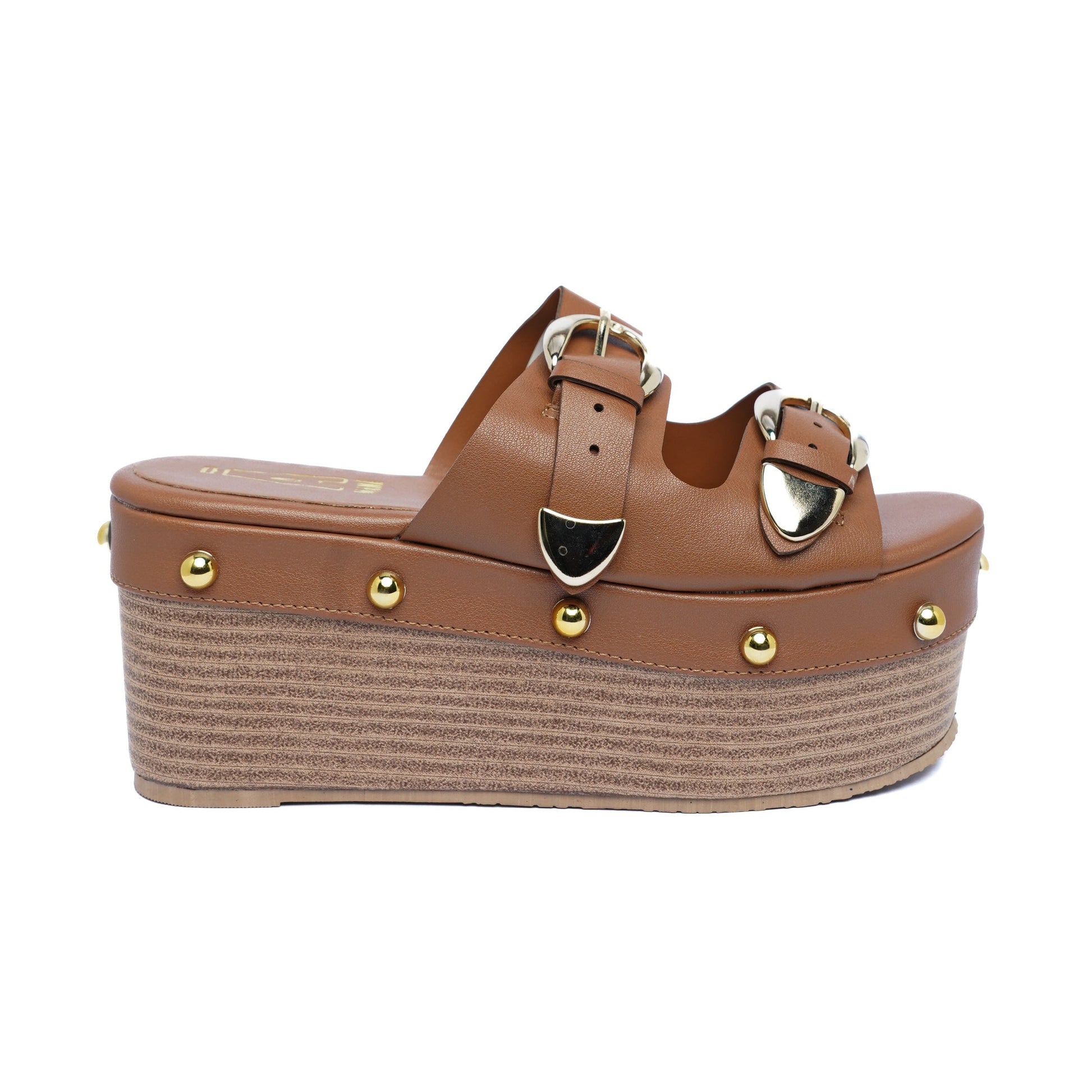 Sandalia Plataforma con taches Miel