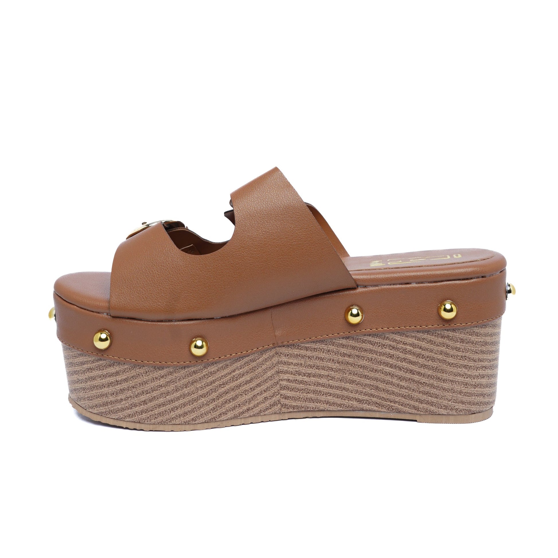 Sandalia Plataforma con taches Miel