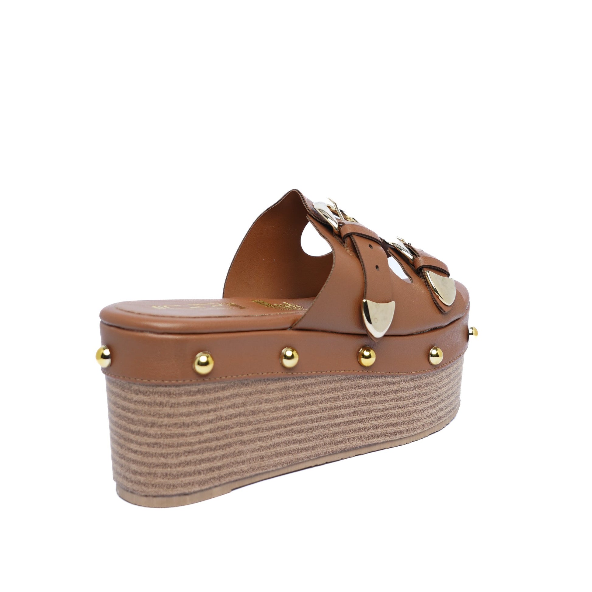 Sandalia Plataforma con taches Miel