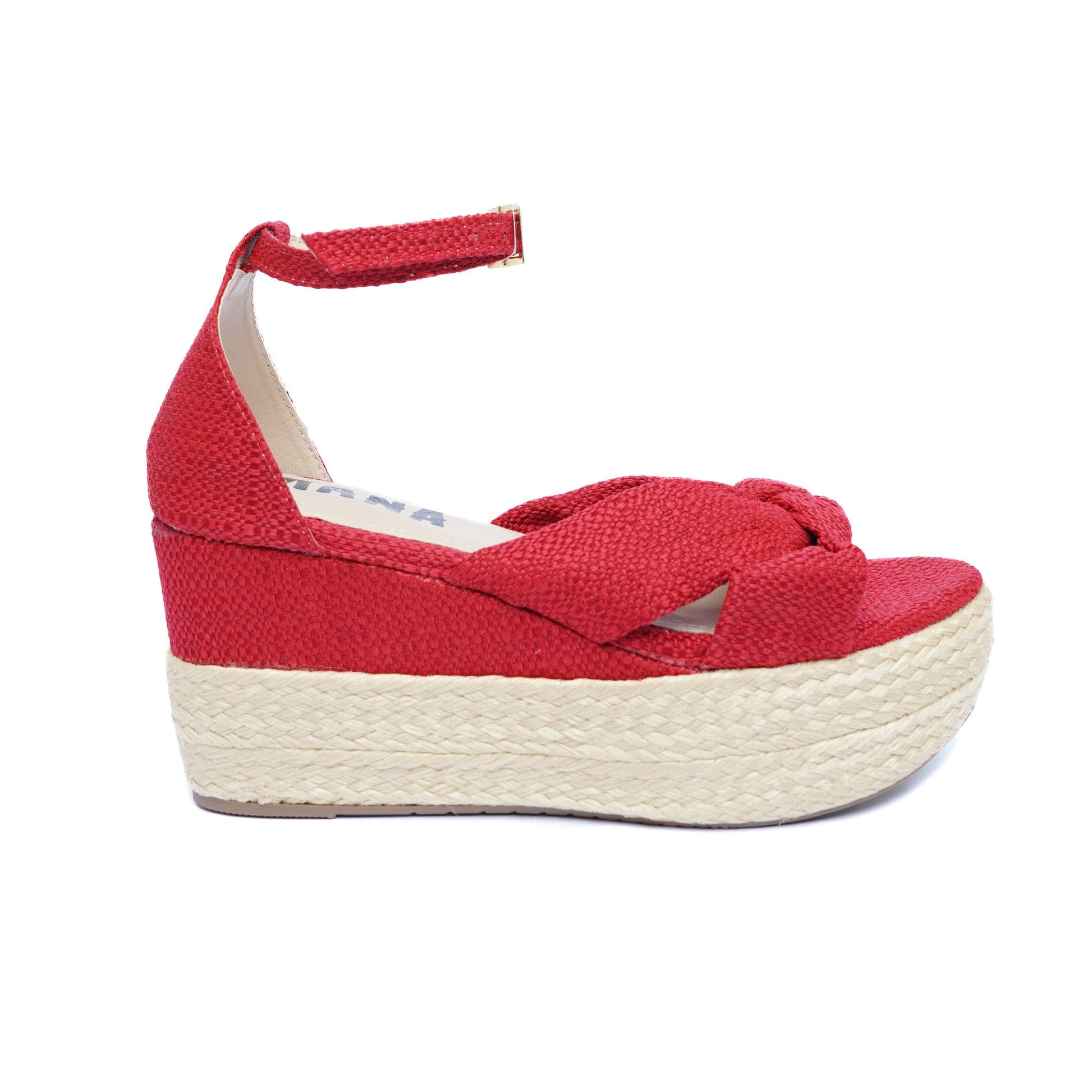 Sandalia Plataforma en Yute A606 Rojo